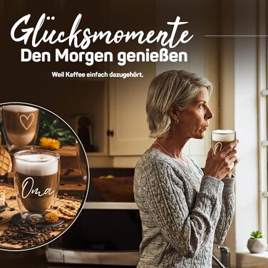 Набір склянок для лате макіато з подвійними стінками [4 шт.] | Склянки з серцем | 350 мл | Для кави, чаю, капучино | Подарунковий набір для бабусі та дідуся