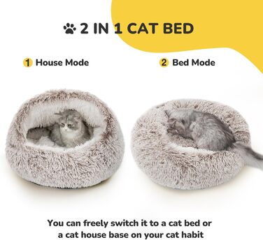 CATISM Cat Bed Washable Cat Sleeping Place for Cats Plush Pet Cat Head Pillow Cat Cushion Fluffy Kitten Puppy Snuggle Bed Pet Bed (Coffee Brown)