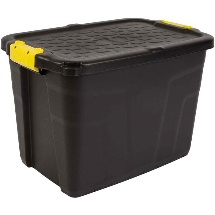 Strata Storage Box, High Load Capacity, 60 L, Plastic, Black/Yellow, 60 x 40 x 40 cm