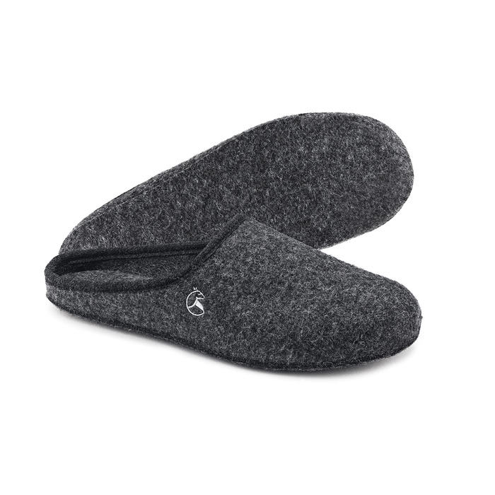 Чоловічі фетрові тапочки ESTRO з фетровою підошвою - теплі зимові домашні тапочки для чоловіків (46 EU, широкі, графіт)