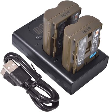 Запасна батарея DSTE 2X BP-511 + подвійне USB-зарядне пристрій з LCD-дисплеєм для Canon EOS (10D, 20Da, 300D, 30D, 40D, 50D, D30, D60, DM-MV100Xi, DM-MV430, DM-MV450, DM-MVX1i)