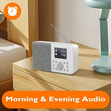 Портативне цифрове радіо MD3 DAB/DAB+/FM з Bluetooth, динаміком та навушниками, 40 станцій, будильник, годинник, таймер, кольоровий дисплей, батарея/мережа (сірий камінь)