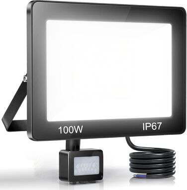 LED Floodlights with Motion Sensor Outdoor 50W 2 Pack, 5000LM LED Floodlights with Motion Sensor Outdoor, 6500K Outdoor Lamp Floodlight, IP67 Waterproof Spotlight Outdoor for Warehouse Garden Garage (100W-1PC)