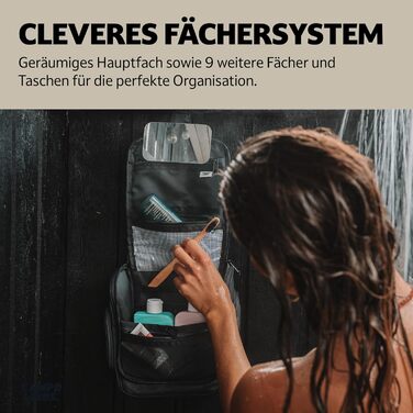 Чоловіча косметичка Tony Kulturbeutel Capo Libre® з 11 відділеннями, преміум-якість, водонепроникна, чорна (M)