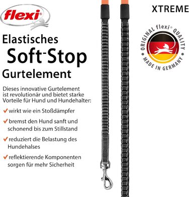 Flexi Xtreme L повід для собак 5 м чорний/оранжевий, надміцний, до 65 кг