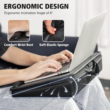 Підставка для ноутбука Lapdesk з подушкою, чорна - до 15.6 дюймів