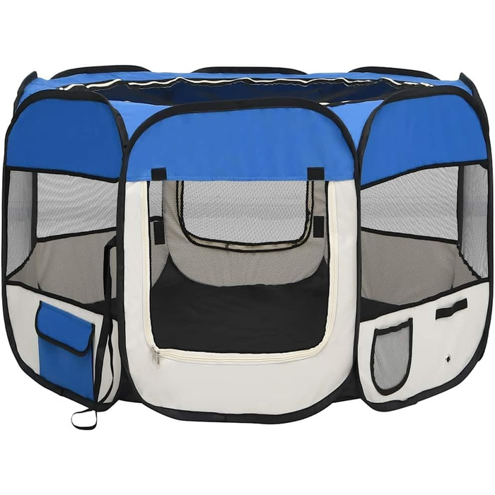 Вольєр для цуценят VidaXL, розкладний, 145x145x61 см, блакитний