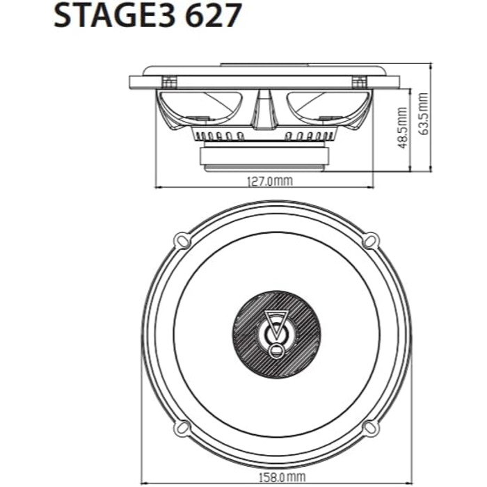 Автомобільні динаміки JBL Stage3 627 від Harman Kardon, 2-смугові, 225 Вт, 16-17 см, чорні