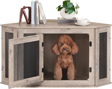 Клітка для собак Eck Möbel, Будка для собак для дому, внутрішнє використання, 113 x 60 x 60 см, клітка для маленьких та середніх собак, багатофункціональна, вінтажний стиль, потертість білого кольору ADCWT0801 (Беж)