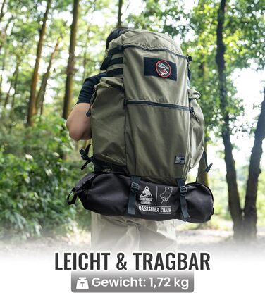 Кемпінговий стілець OneTigris OASISFLEX складний високий, вантажопідйомність 150 кг, чорний. Стілець для риболовлі, походу, відпочинку на природі з бічними кишенями