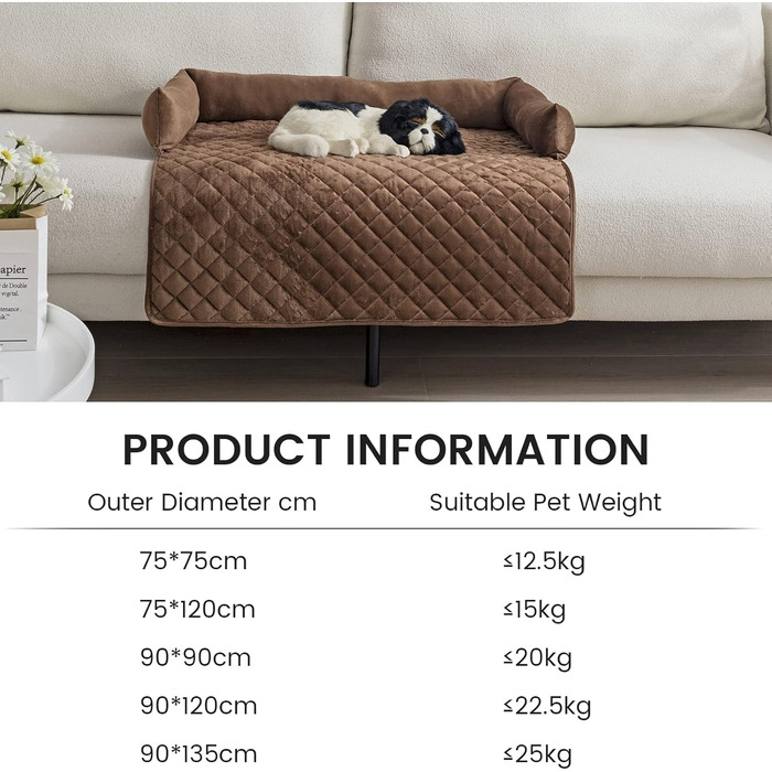 OKYUK Dog Beds Dog Cushions - Sofa Protector, Handcrafted Washable Dog Bed, Dog Cushion, Couch Cushion, Fluffy Dog Mat for Large, Medium & Small (Coffee, 75 × 75cm)