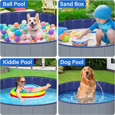 Dreamhigh® Dog Pool for Large Dogs 160 x 30cm, Non-Slip Splash Pool for Dogs, Foldable Splash Pool for Children and Large & Small Dogs