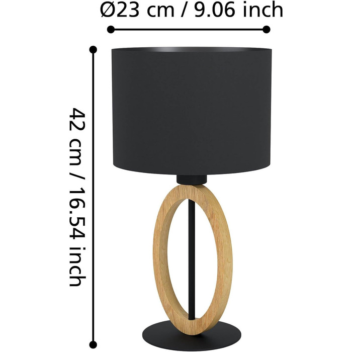 Торшер Eglo Basildon 1: дерев'яний торшер з абажуром, настільна лампа для вітальні, спальні, з вимикачем, E27