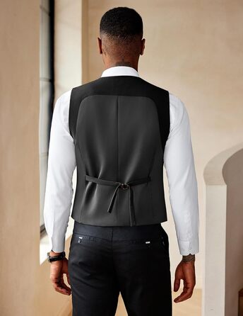 Костюм чоловічий COOFANDY ZTJ006642, двобортний, з V-подібним вирізом, чорний, XXL