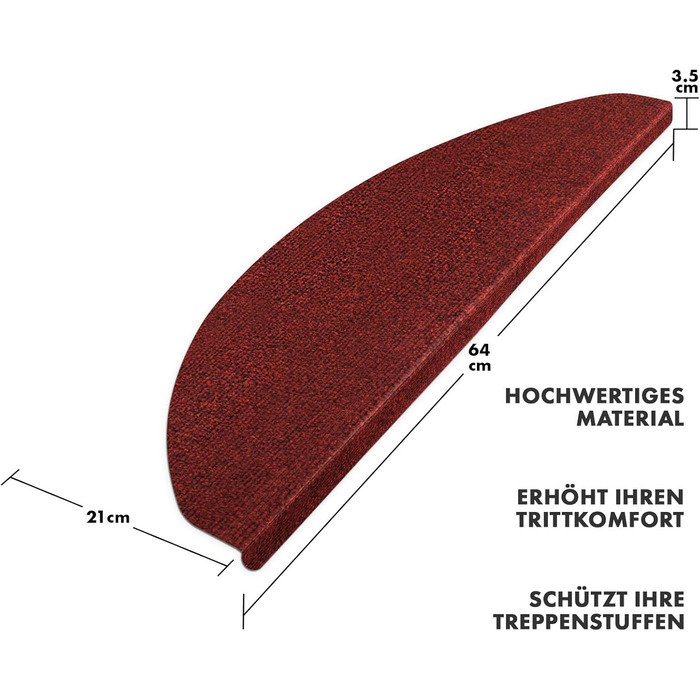 Сходинкові килимки Casa Pura - 15 шт. Самоклеючі, для внутрішнього використання, напівкруглі (Лейпциг)