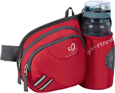Спортивна поясна сумка WATERFLY з тримачем для пляшки, для жінок та чоловіків, червона