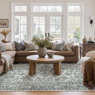 Килим GENIMO Boho Vintage 160x230 см, короткий ворс, антиковзаючі, для вітальні, спальні, їдальні, офісу, стильний, ніжний салатовий колір