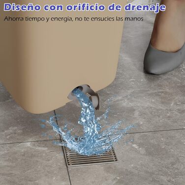 Набір для миття підлоги з відром, 2 в 1, з регульованою ручкою з нержавіючої сталі та 6 мікрофібровими насадками, для плитки та ламінату, сіро-коричневий