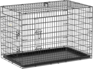 Клітка для собак PawHut з замком, подушкою та столиком, 80x56x63 см (чорний)