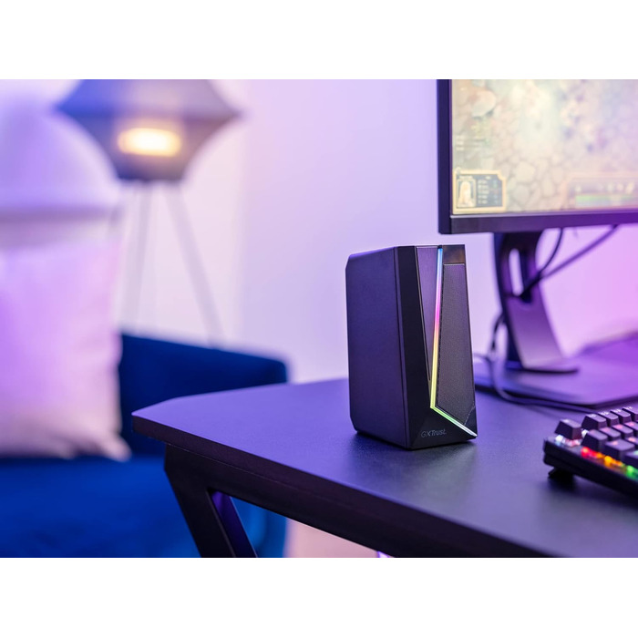 Trust Gaming GXT 606B JAVV 2.0: Комп'ютерні колонки з RGB підсвічуванням, 12W, USB, для ПК та ноутбука (Чорний)