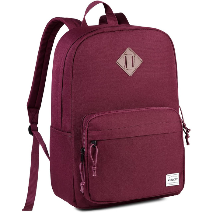 Шкільний рюкзак RAVUO для підлітків, легкий рюкзак для дівчат, денний рюкзак, повсякденна шкільна сумка для університету, школи, подорожей, роботи, бургундський, червоний