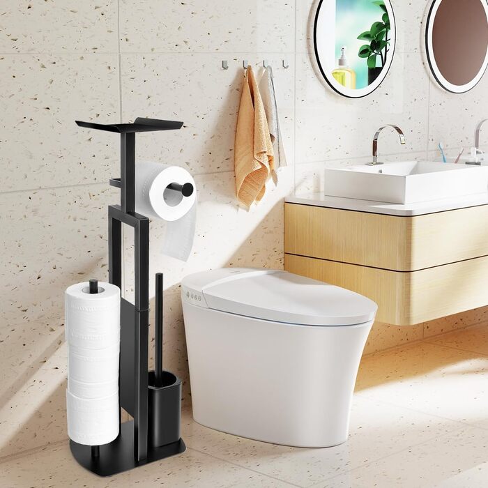 Тримач туалетного паперу з щіткою для унітазу з нержавіючої сталі. Набір для ванної кімнати з боксом для вологих серветок.