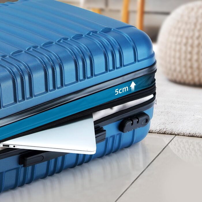 Набір валіз та ролер Beibye з подвійними колесами (Кофе, Блакитний)