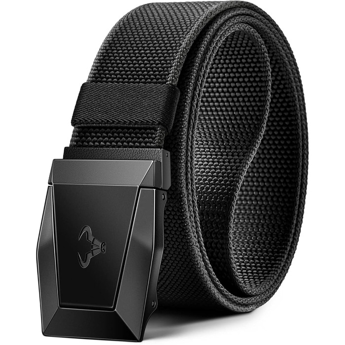 Тактичний ремінь BULLIANT для чоловіків: робочий, військовий, для піших прогулянок, ширина 3.8 см, металева пряжка швидкого кріплення, чорний, регульований, 115 см