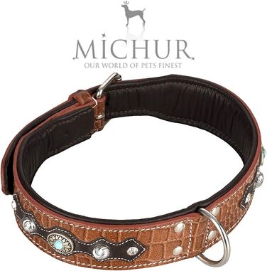 MICHUR Lakota Dog Leash, Leather, Flat Leash, Leather Lead Dog, MATCHES Lakota Collar, Brown, Leather Size (approx.) 150x2.5cm (Neck circumference 30-34.5cm)