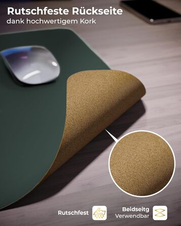 Підкладка для столу MYMIND® 80x40 см - XXL килимок для миші з преміум-шкіри PU, водонепроникна, для дому та офісу