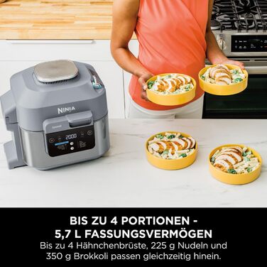 Ninja Speedi Multi-Cooker, 5.7L, 10-in-1 MultiCooker, Air Fryer Hot Air Fryer, Slow Cooker Slow Cooking, Gift for Men/Women, Sea Salt Grey ON400EU 10-in-1 Sea Salt Grey