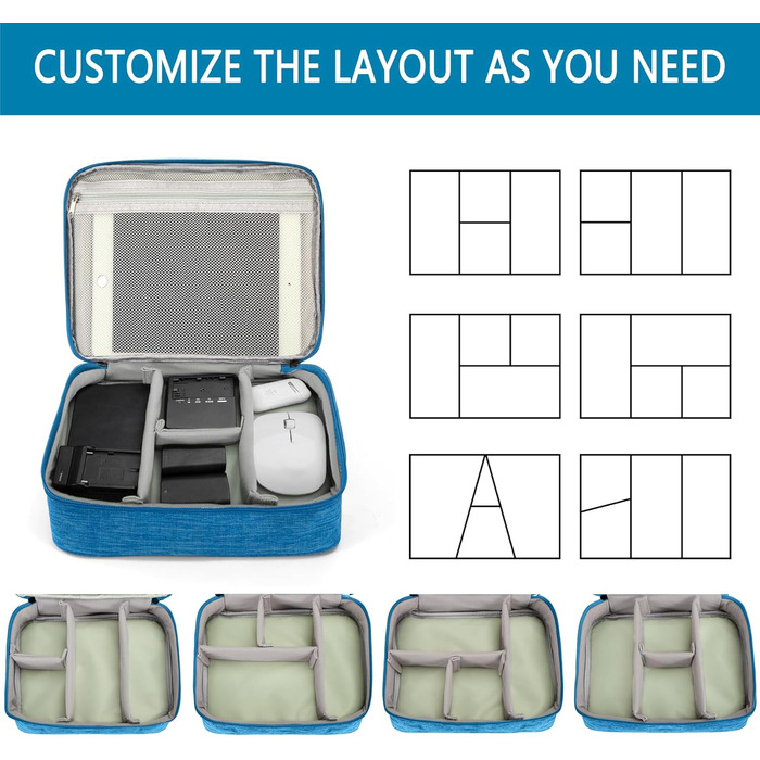 Водонепроникна сумка-органайзер для електроніки 2 відділення, 27x20x8 см, блакитна