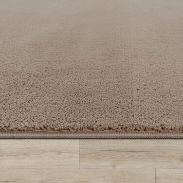 Килимок для вітальні TT Home Kurzflor: сучасний, однотонний, круглий, 80 см, бежевий (тауп), антиковзаюча основа, машинне прання