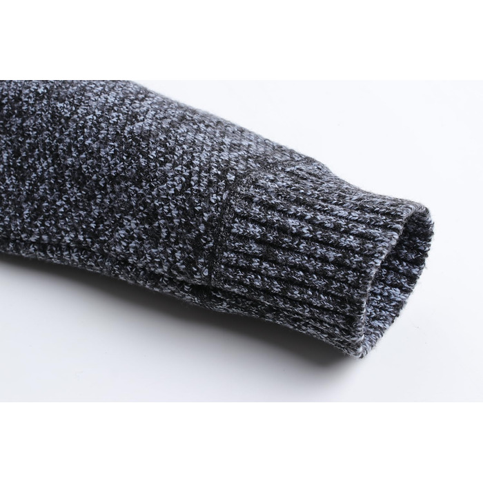 Чоловіча в'язана кофта-кардиган з коміром-стійкою та скандинавським візерунком. Тепла флісова куртка для чоловіків, XXL, темно-сірий