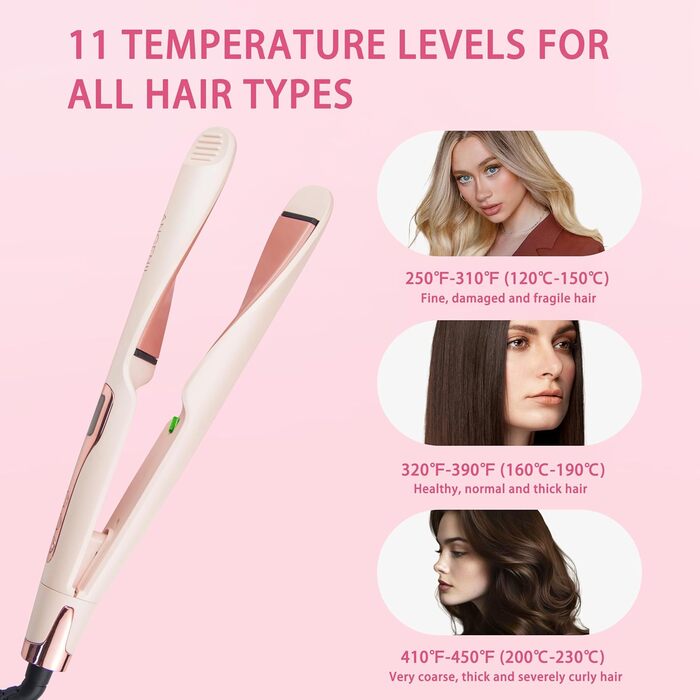 Випрямляч для волосся ANGENIL Pro Ceramic Twist 2-в-1 рожевого кольору: випрямлення, завивка, хвилі. З термостійким килимком