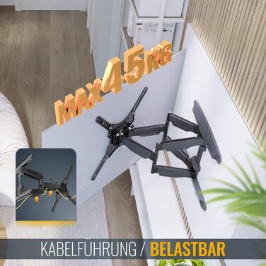Кріплення для телевізора RICOO S4764: поворотне та нахильне, для телевізорів 40-75 дюймів, VESA до 600x400, вантажопідйомність до 60 кг, підходить для Smart TV