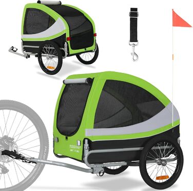 DOGGYHUT® Tobi - великий велотрейлер для собак до 35 кг (зелений)