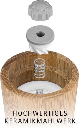Набір для солі та перцю WMF Ceramill Nature (2 шт.), дерев'яна, без наповнювача, для солі, перцю, чилі, керамічний жорно, млин для спецій