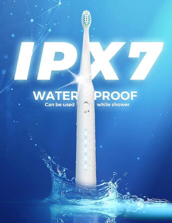 Електрична зубна щітка Demita зі звуковими коливаннями, 8 насадок, 40000 VPM, 5 режимів, швидка зарядка (30 днів роботи), S1, 3-білий