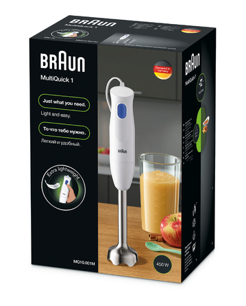 Занурювальний блендер Braun MQ10.001M, 450 Вт, білий