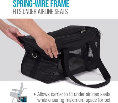 Транспортна переноска для тварин Sherpa Original Deluxe, розмір M (38x25x10 см), чорна, схвалена авіаперевізниками