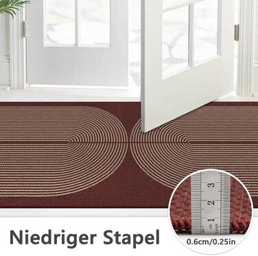 Килимок для підлоги/коридору 80x200 см з джуту, кухонний килимок, миючий, неслизький, для кухні, спальні, балкону (червоний)