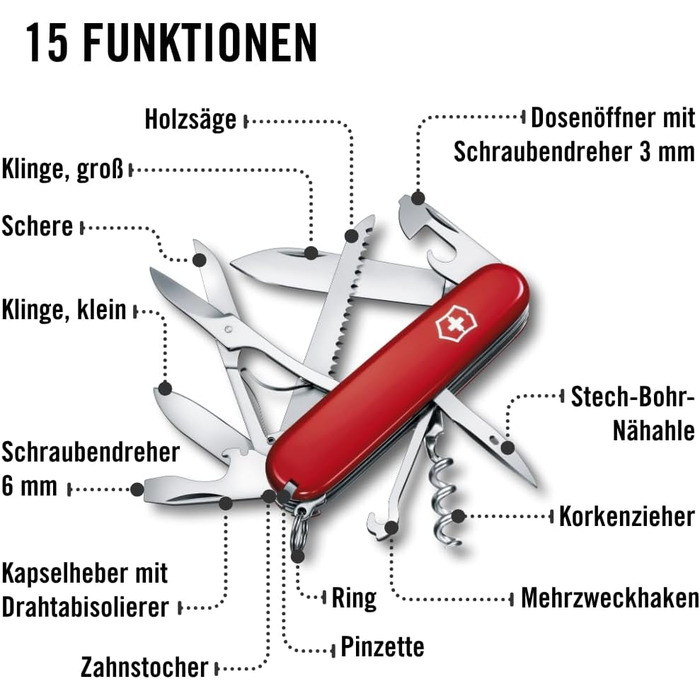 Швейцарський ніж Victorinox Huntsman червоний (15 функцій)