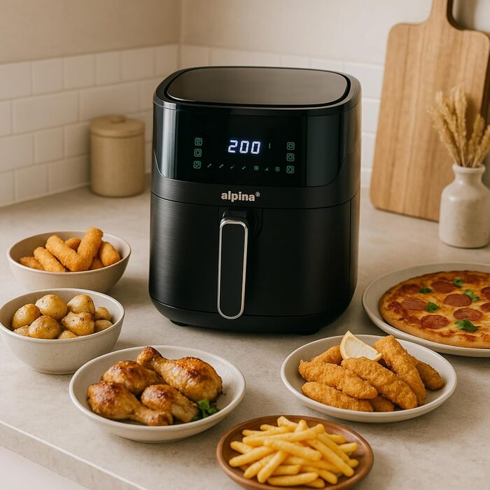 Фритюрниця Alpina Heißluft XXL (6л) з цифровим дисплеєм: для 4-6 осіб, 80-200°C, таймер до 2 годин, 1800W