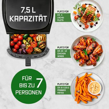 Фритюрниця готує без олії Gourmetmaxx AirGenius 7.5L з 7 програмами та LED-дисплеєм | Міні-піч для смаження без жиру до 7 осіб
