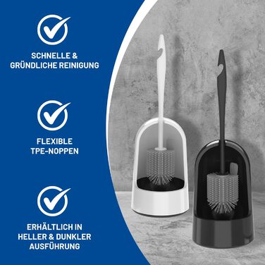 Набір для туалету Rival Recycling з щіткою для обідка – ергономічна ручка з переробленого матеріалу, для швидкого та ретельного очищення, з тримачем (антрацит, Meiler)