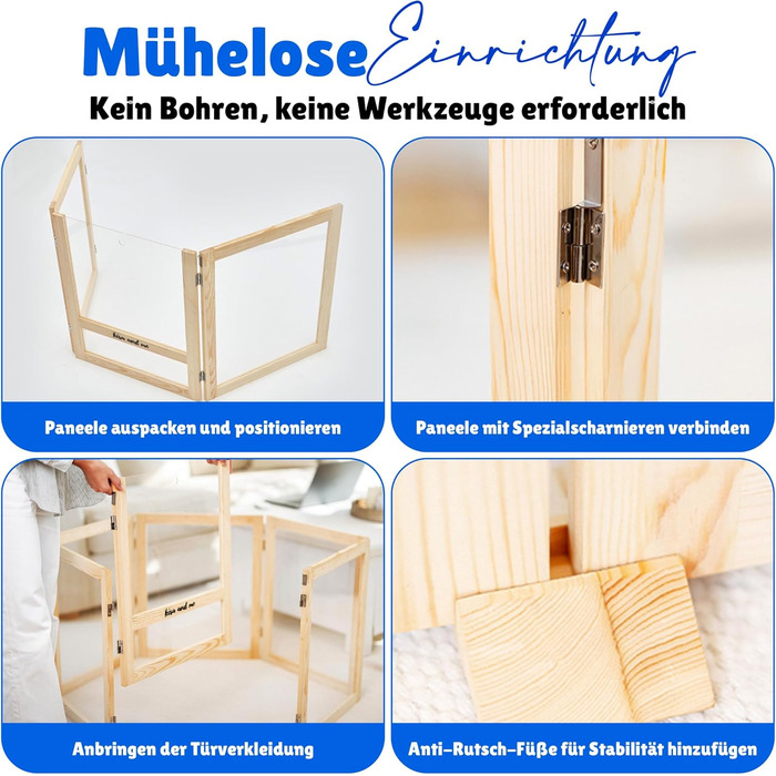 Кізовий вольєр для цуценят Emma Hundelaufstall: міцне дерево, акрилове скло, мобільний загін для собак, сучасний дизайн, 60 см у висоту