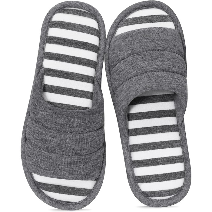 Тапочки халатні з відкритим носком для жінок та чоловіків shevalues, м'яка бавовна, піна Memory, сліпони, для дому (10-10.5 Women/9-9.5 Men, Темно-сірий)