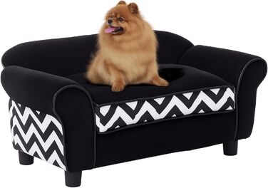 Pawhut Софа для домашніх тварин: зручне ліжко-софа для собак та котів з подушкою (чорний)