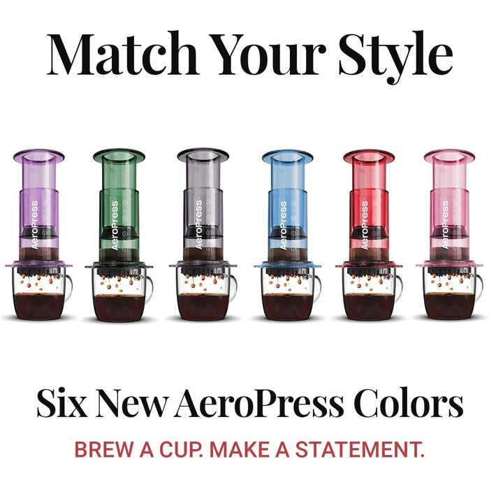 AeroPress Clear Violett – Прес для кави 3-в-1, френч-прес, еспресо, портативна кавоварка для подорожей і кемпінгу, фіолетова